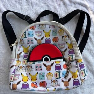 Playful Character Print Backpack with Poké Ball Design